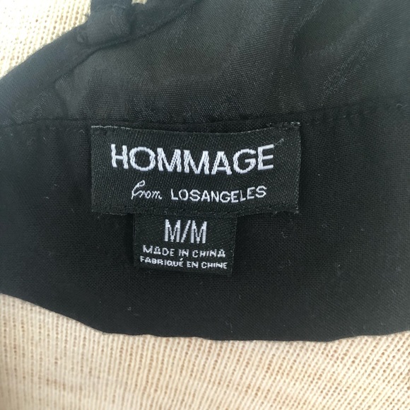 Hommage From Los Angeles Lace Inset Tie Back Crop Top in Black Size Medium - Picture 10 of 10
